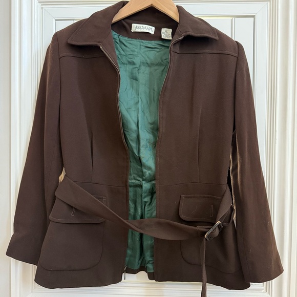 Ann Taylor Petites Dark Brown Blazer Jacket with Belt - Size 2P - Picture 1 of 3